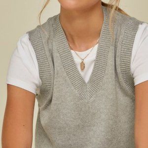 Grey Knit Mini/Crop Sweater Vest